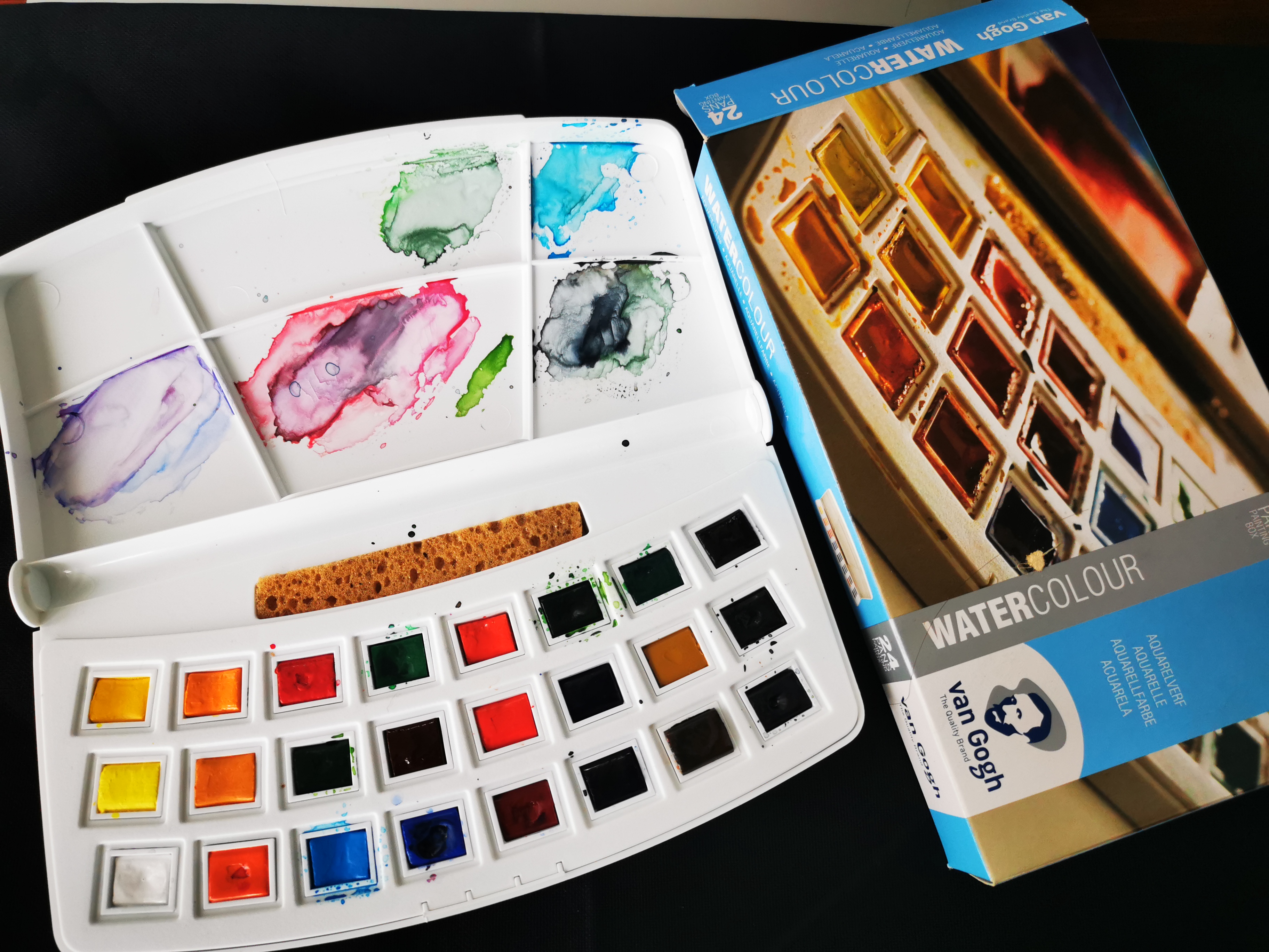 初学者水彩颜料24色水彩工具套装,水彩颜料36色固体水彩套装