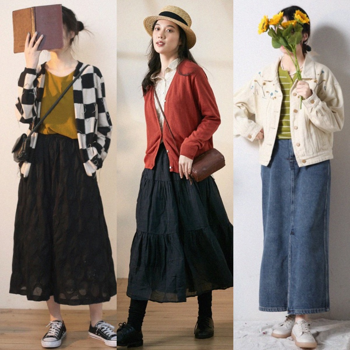 深秋半身裙中长款高级,半身裙上面配什么衣服深秋