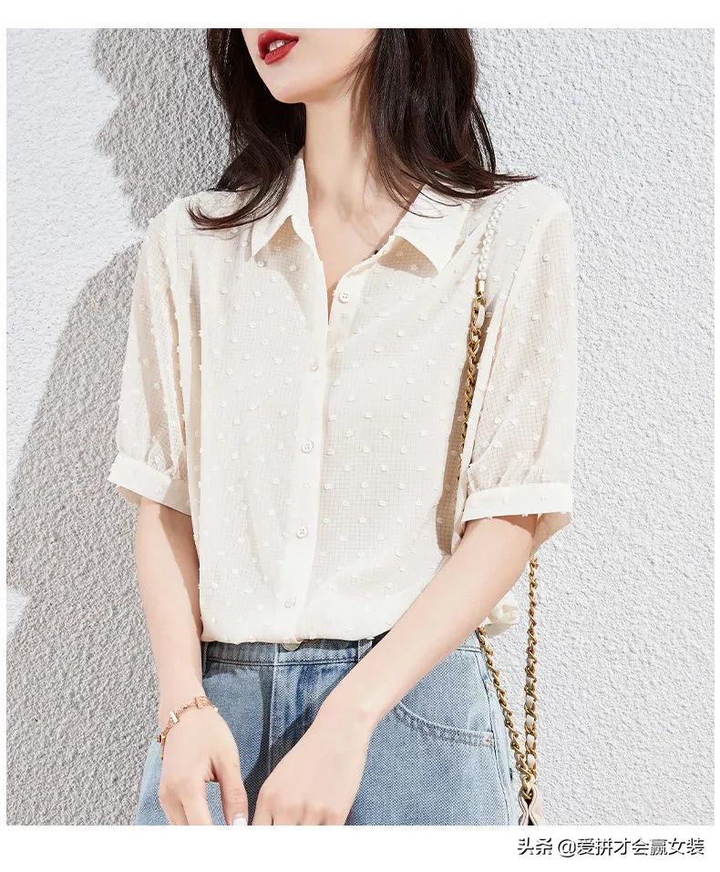妈妈雪纺短袖衬衫,雪纺衬衫短袖宽松防晒衣