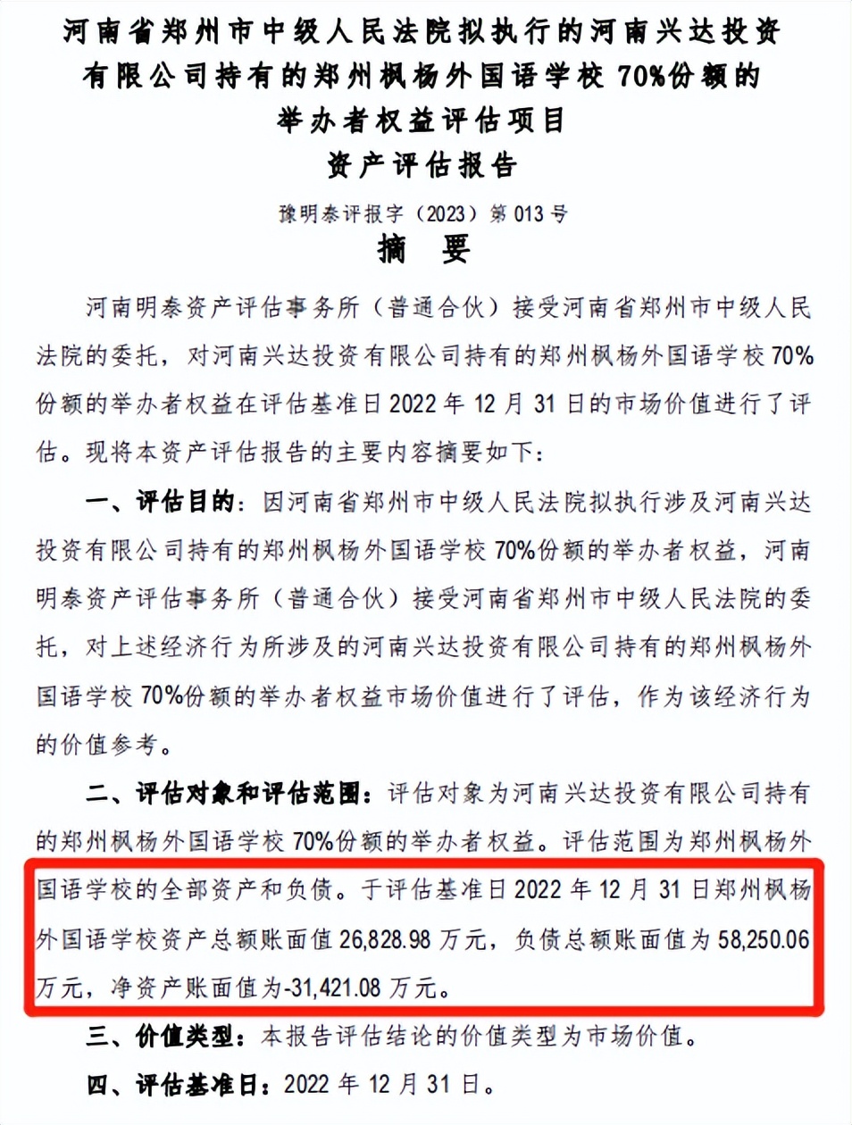 郑州枫杨外国语事件,郑州枫杨外国语拍卖是什么情况