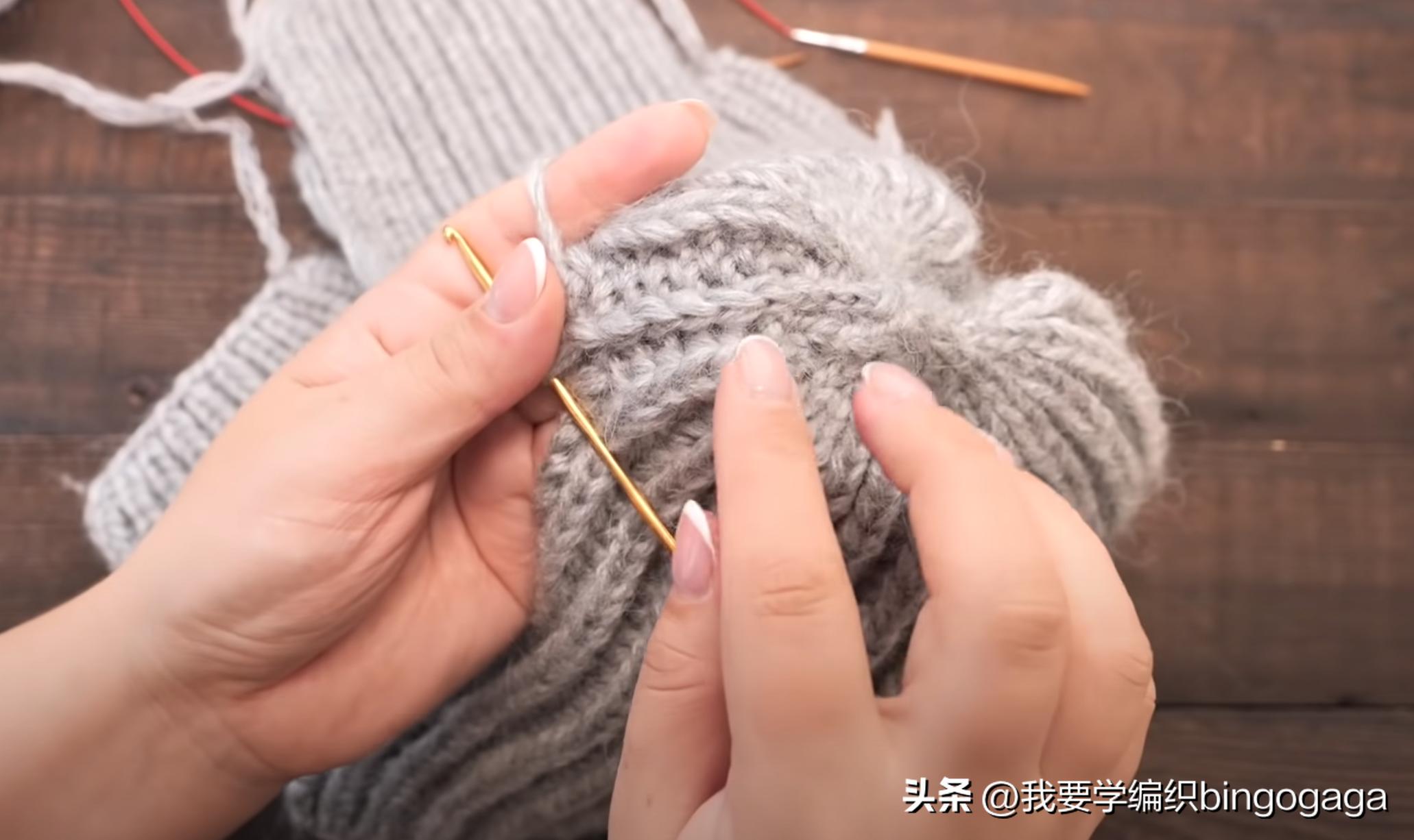 新款兔耳帽风雪帽编织教程,半檐冬季保暖帽编织教程