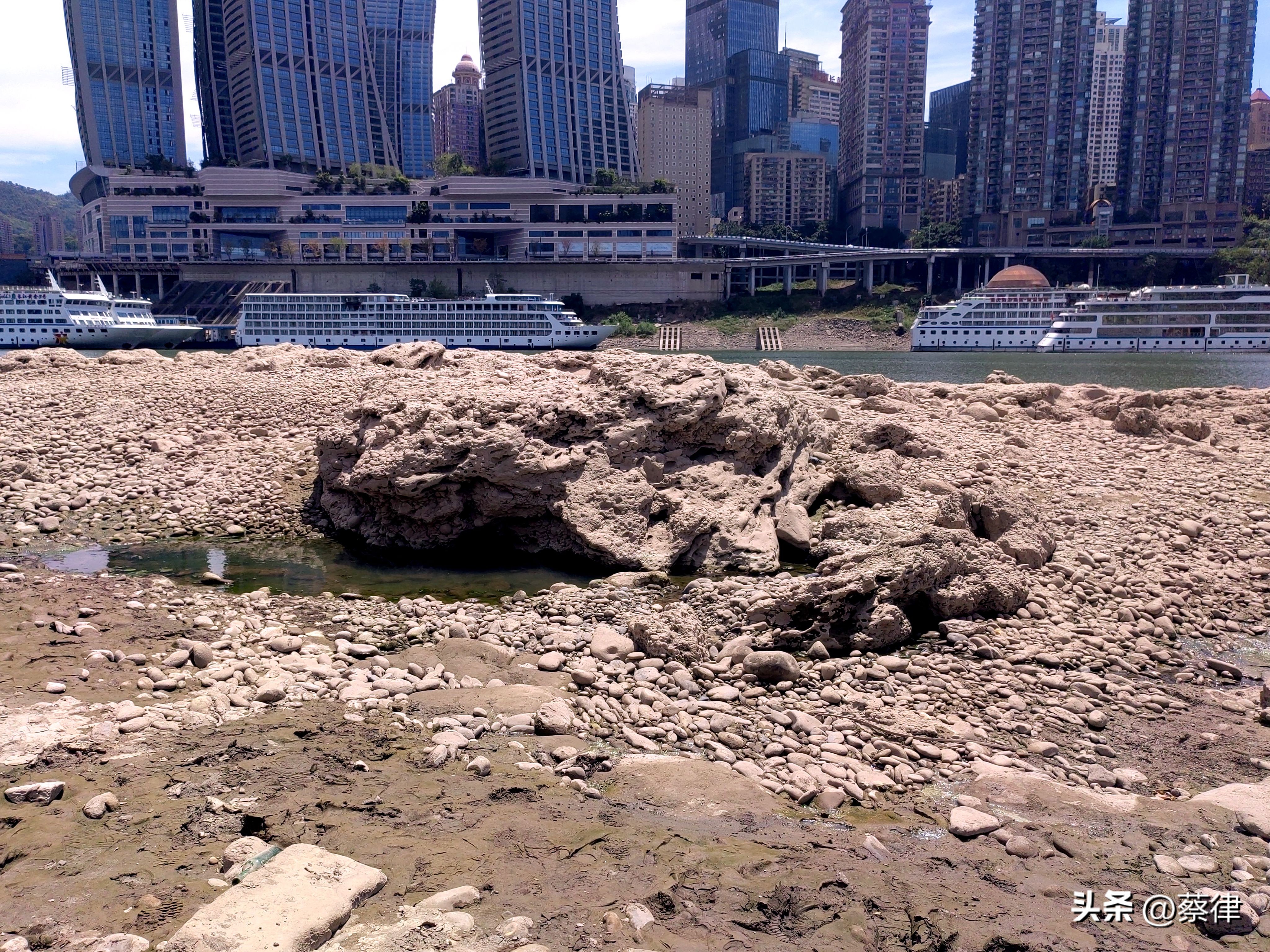 热沙无雨看江天！实测朝天门两江交汇高温枯水期的最低水位