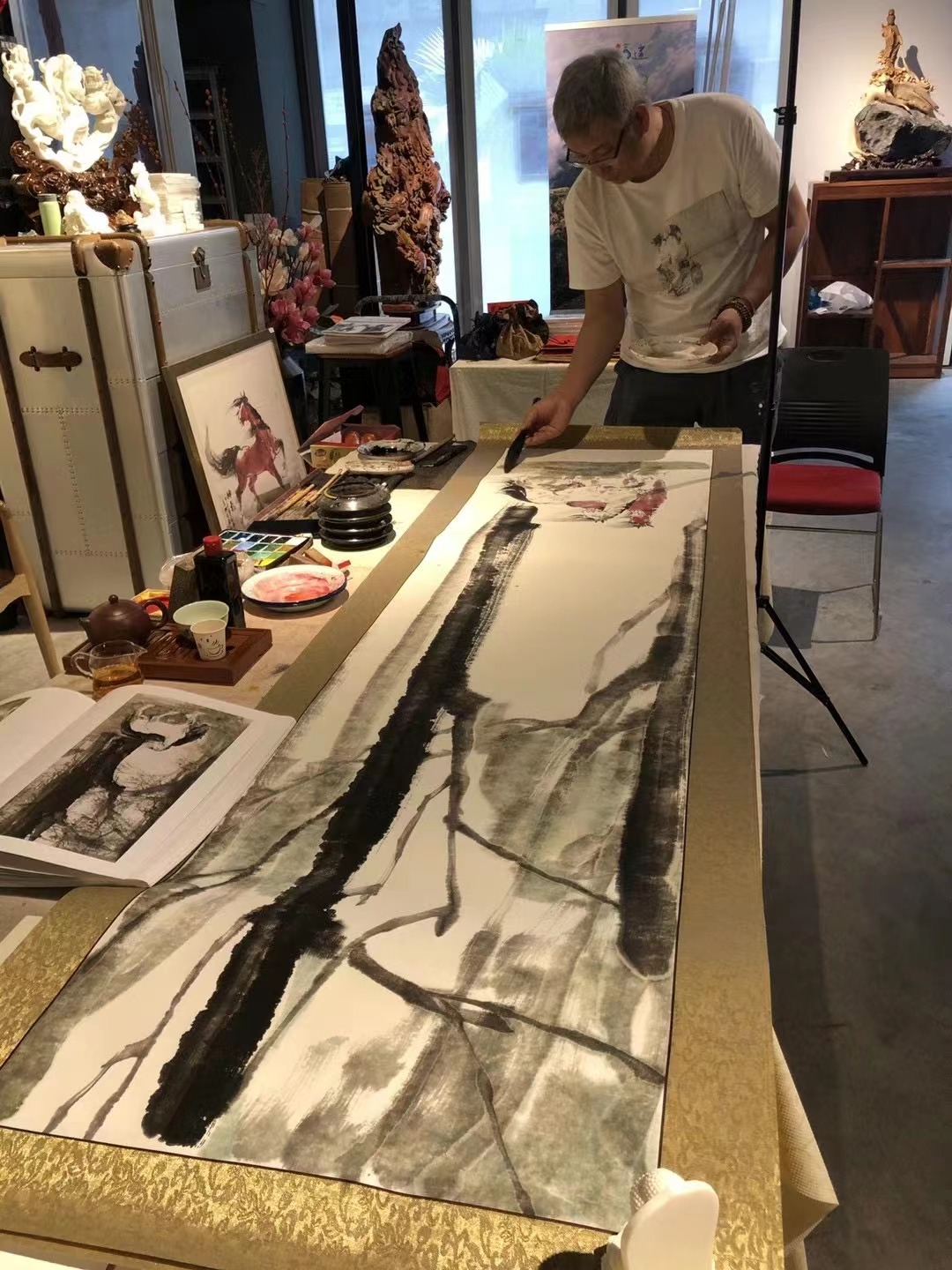 春夏秋冬四季水彩创意画,加拿大秋天风景画作品