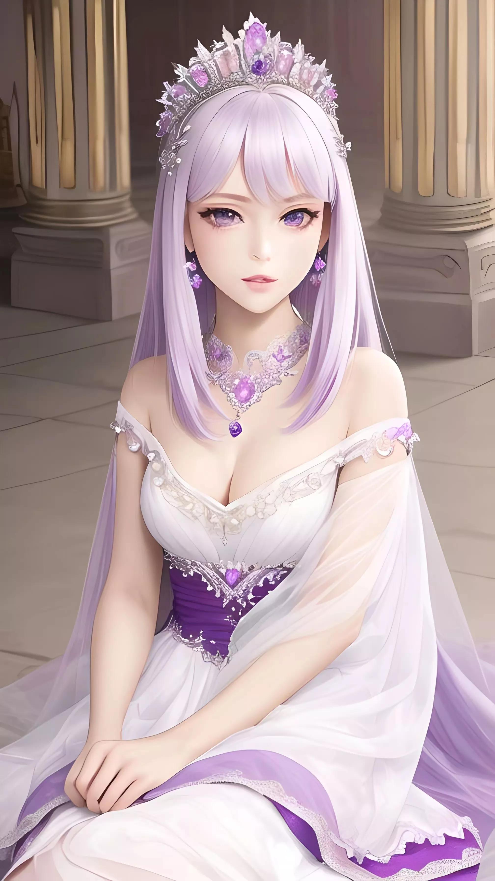 ai绘画国漫紫色礼服裙女神,二次元ai绘画美女壁纸