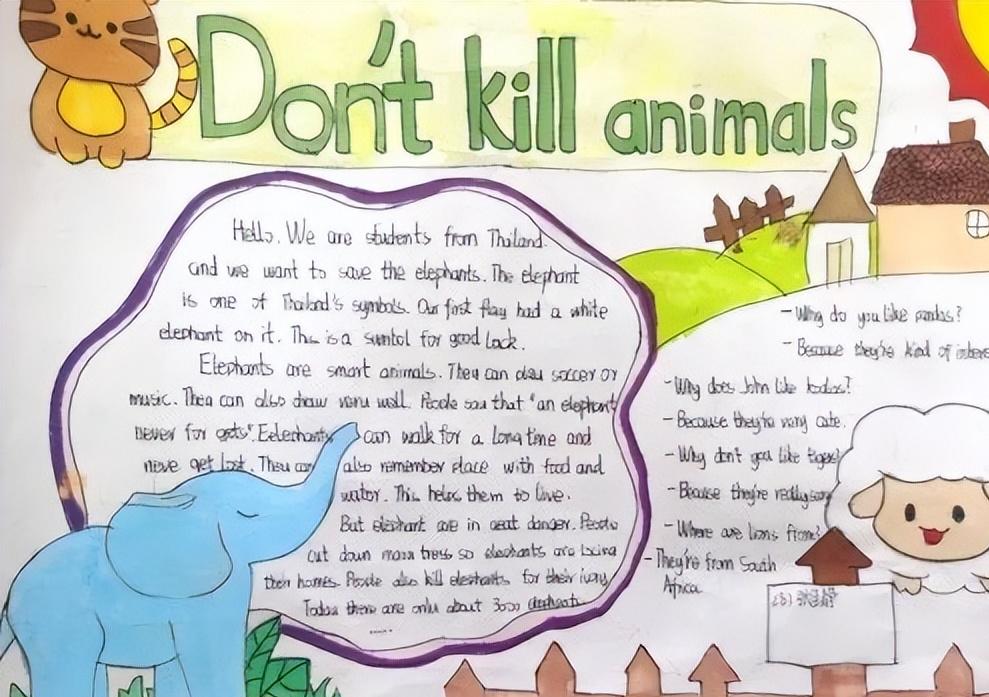 保护动物的英语手抄报六年级图文,英语保护动物手抄报六年级内容