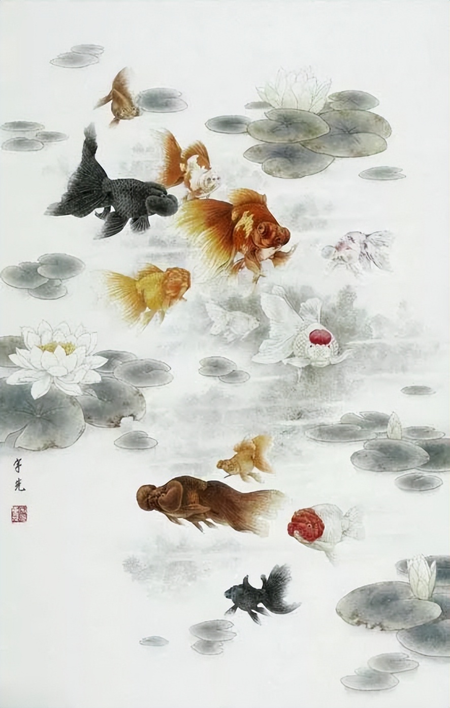 工笔画金鱼图片欣赏,金鱼工笔画精品欣赏