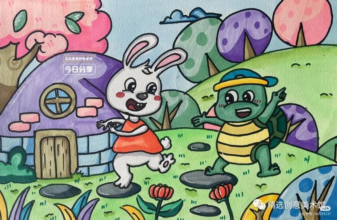 马克笔画儿童故事插画图,儿童简单马克笔绘画创意3-6岁