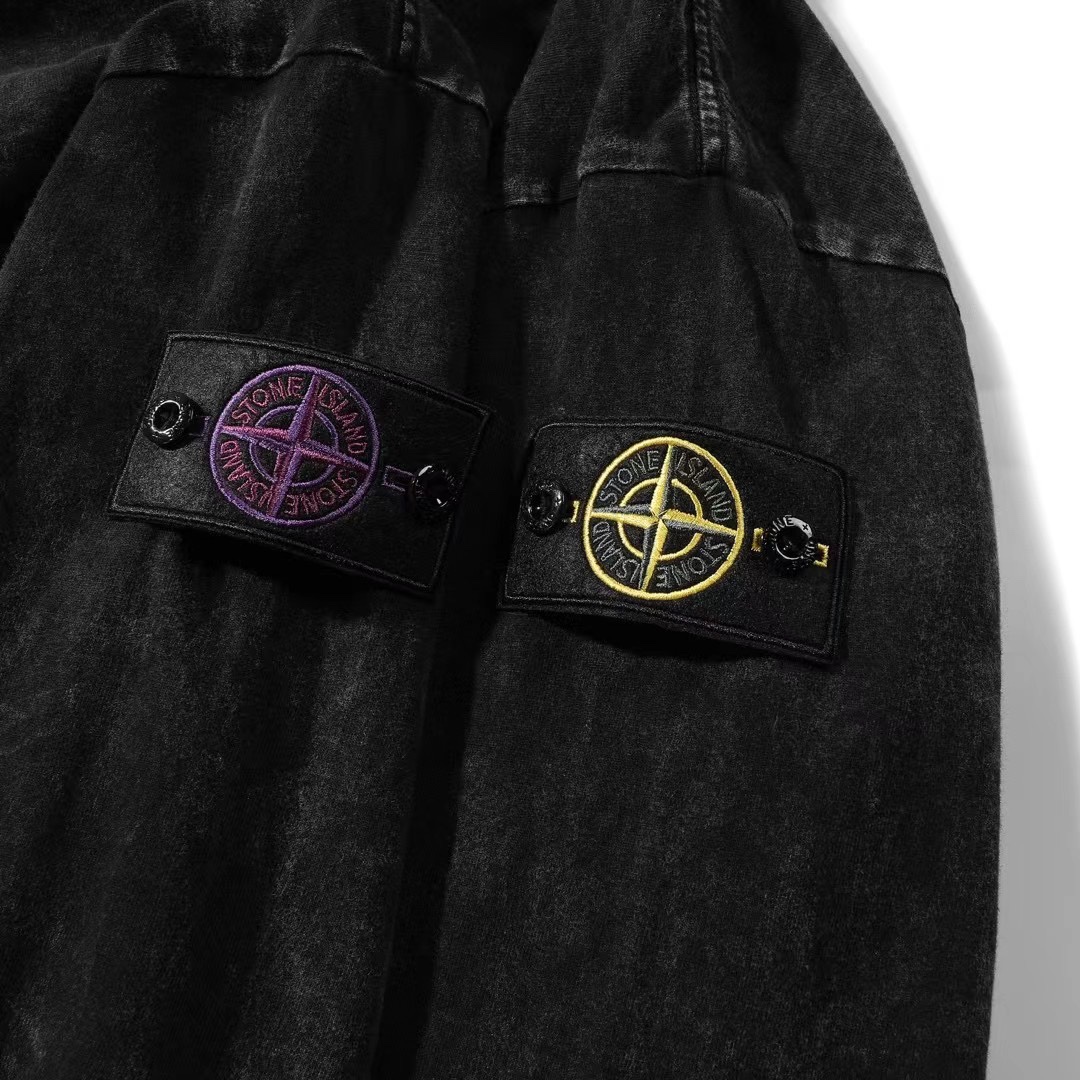 石头岛经典卫衣袖标,stoneisland袖标全拉链连帽卫衣