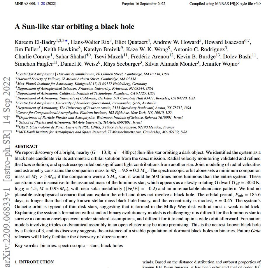离地球最近的大黑洞是哪个黑洞,科学家发现距地球最近黑洞是什么