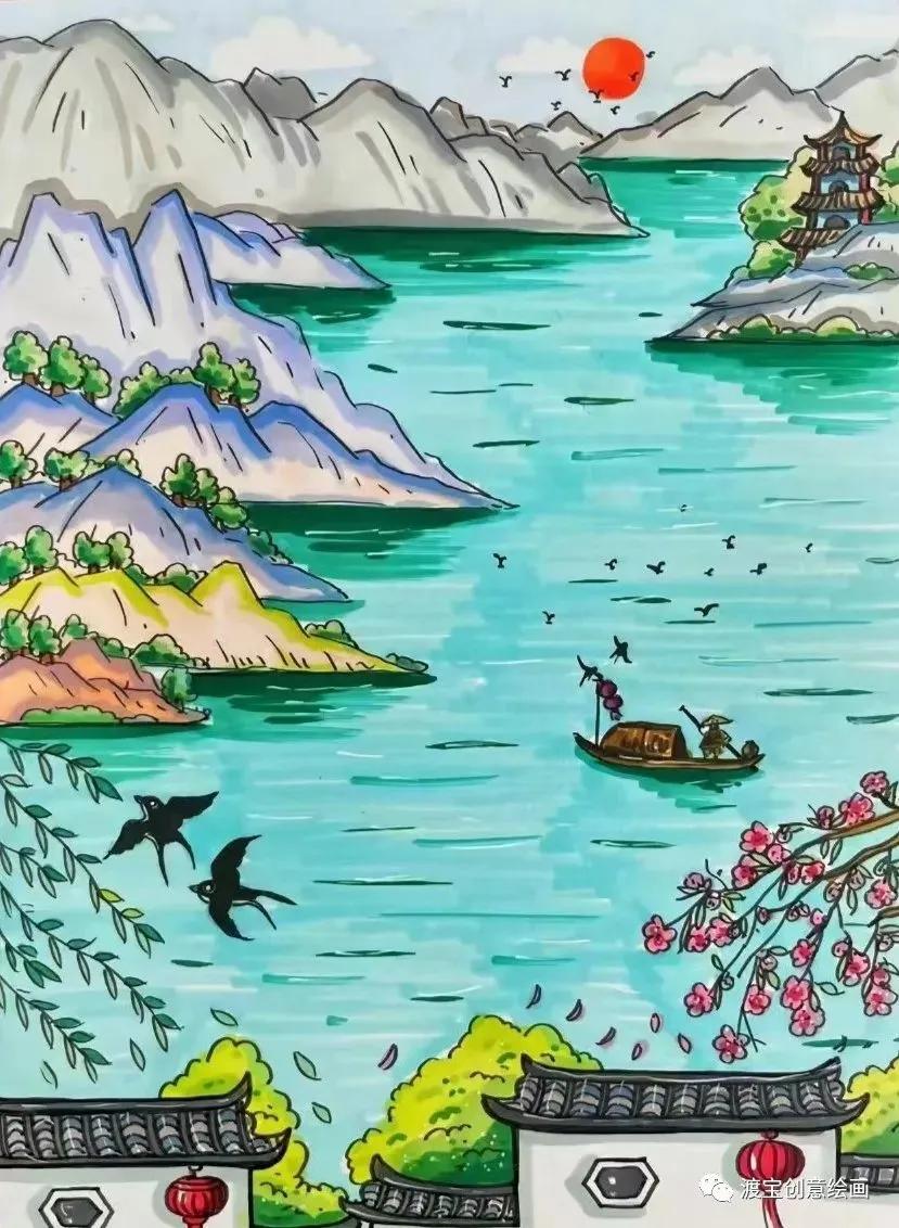 仙气十足的古风画马克笔,马克笔古风诗画