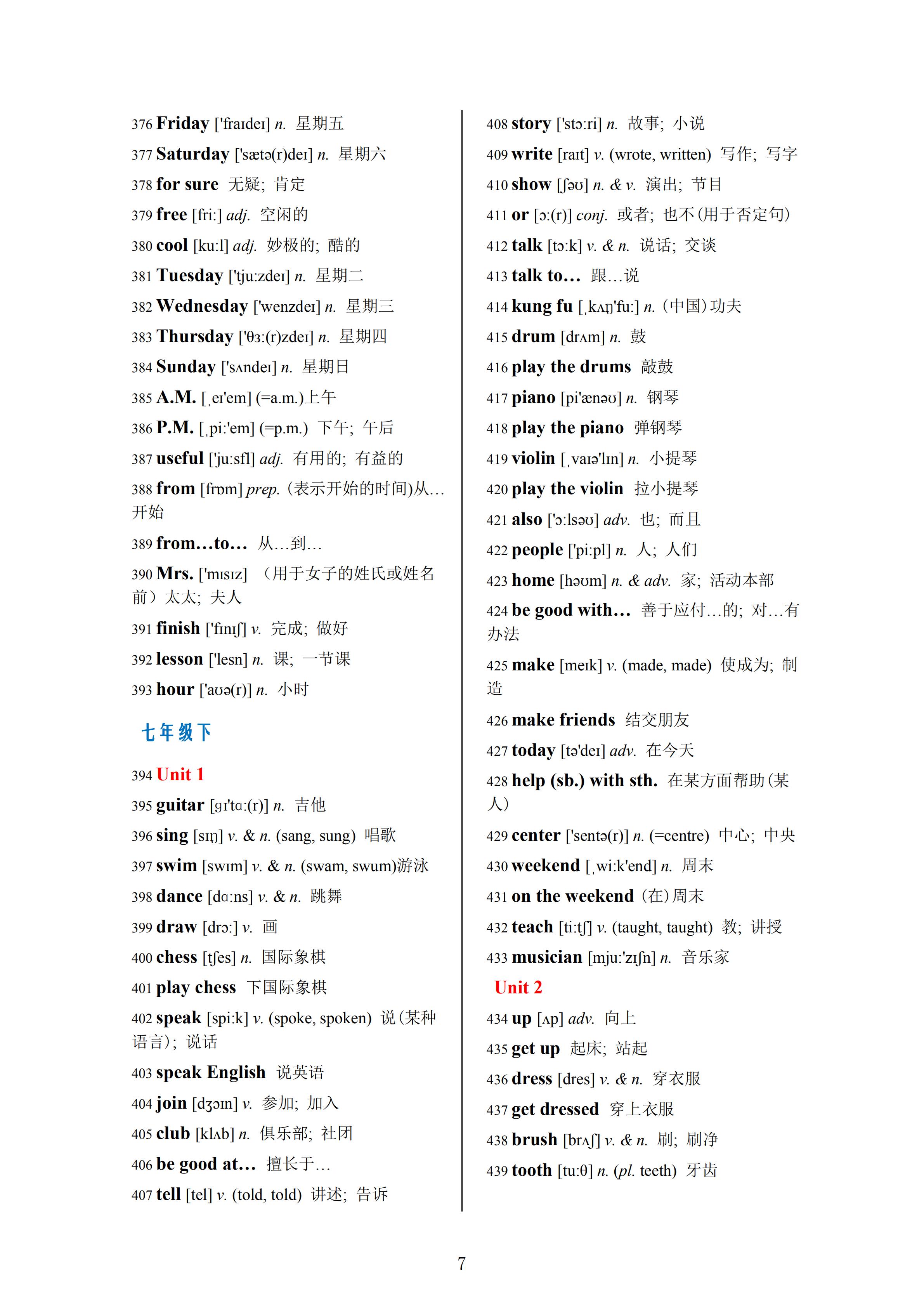 初中英语单词速记50-80词,初中英语单词词汇表24页