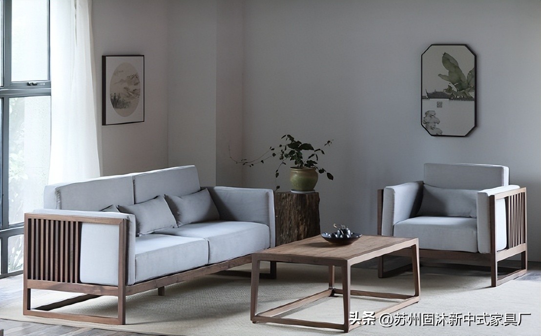 原木家具新中式空间,小户型全套原木家具风格