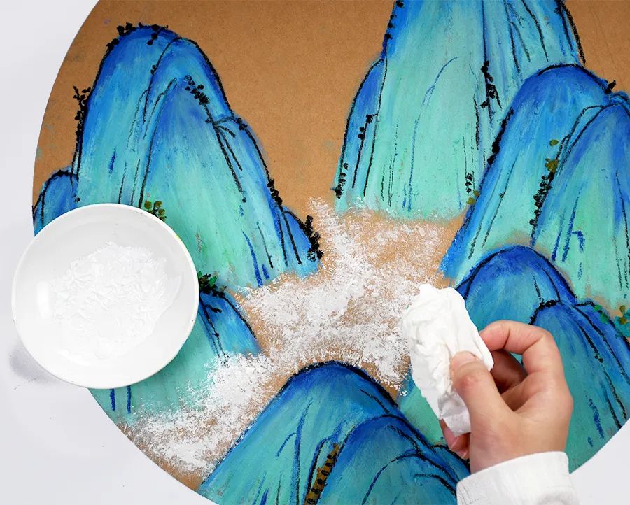 用油画棒模仿千里江山图,青绿山水千里江山图油画棒