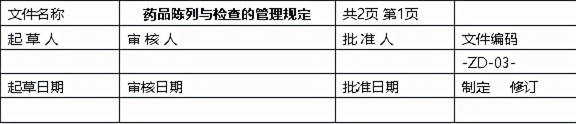 药品的陈列检查原则,陈列药品质量检查记录