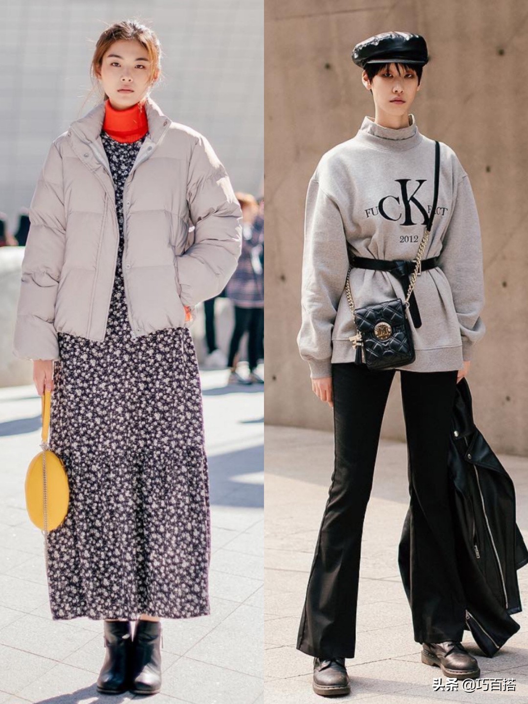 韩国女生街头风穿搭,韩系潮流穿搭女学生