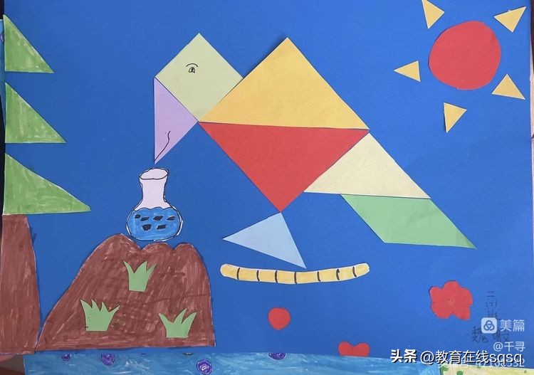 七巧板拼贴画手工小学,小学拼贴画