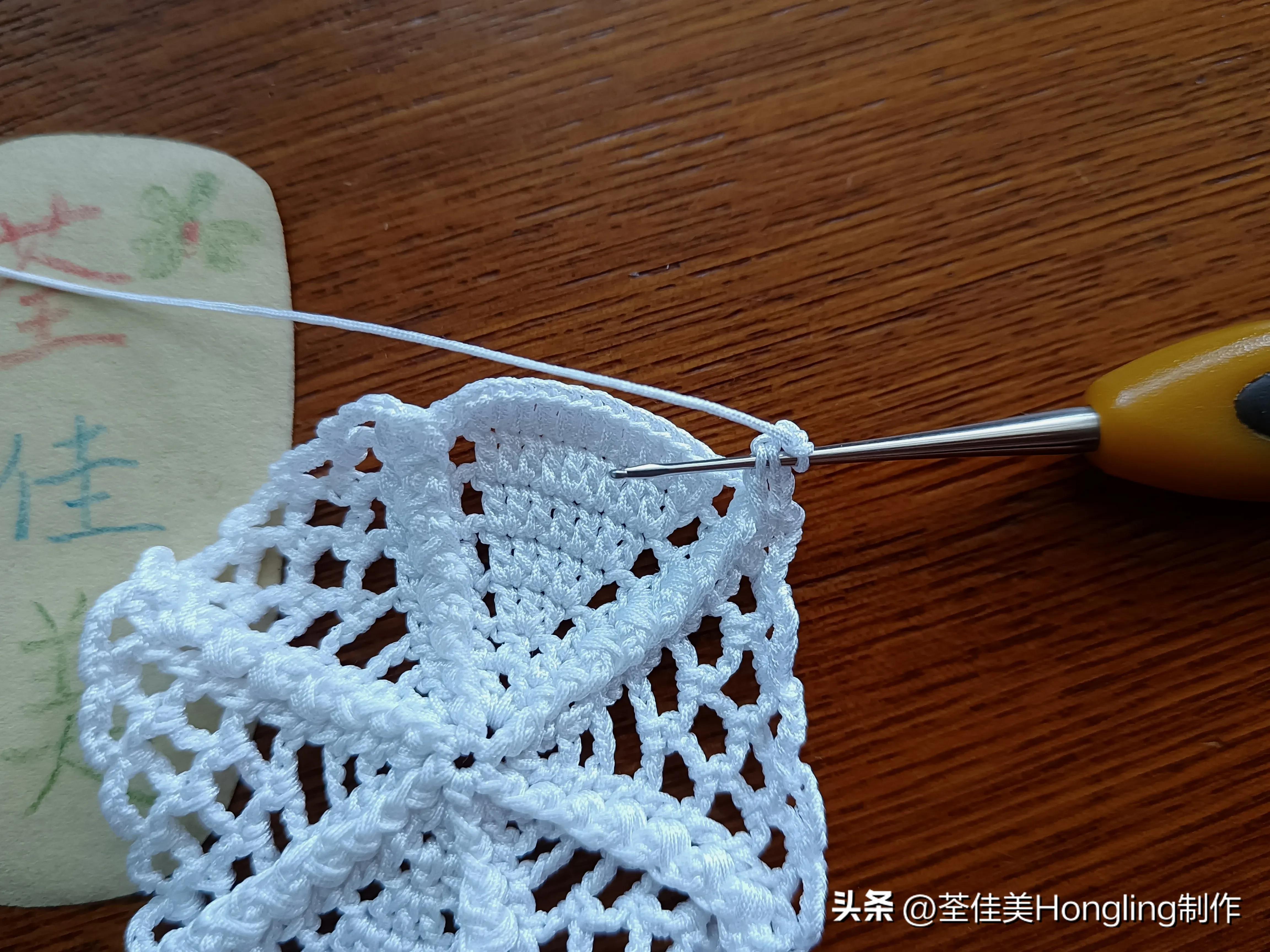 钩针钩织网格花样视频教程,钩针钩织菱形网格花样视频教程