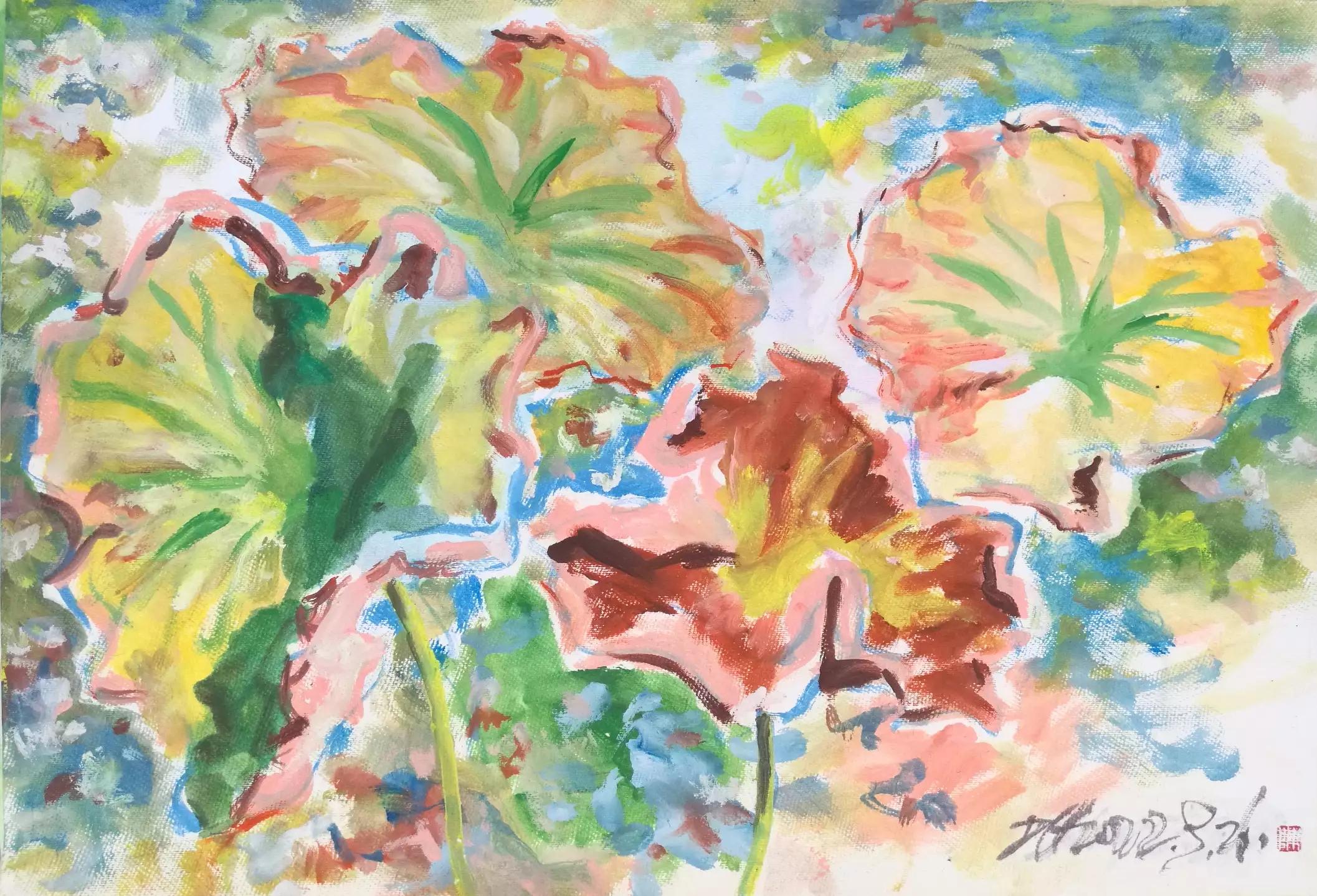 金秋十月丙烯画初学,丙烯画金秋风景画