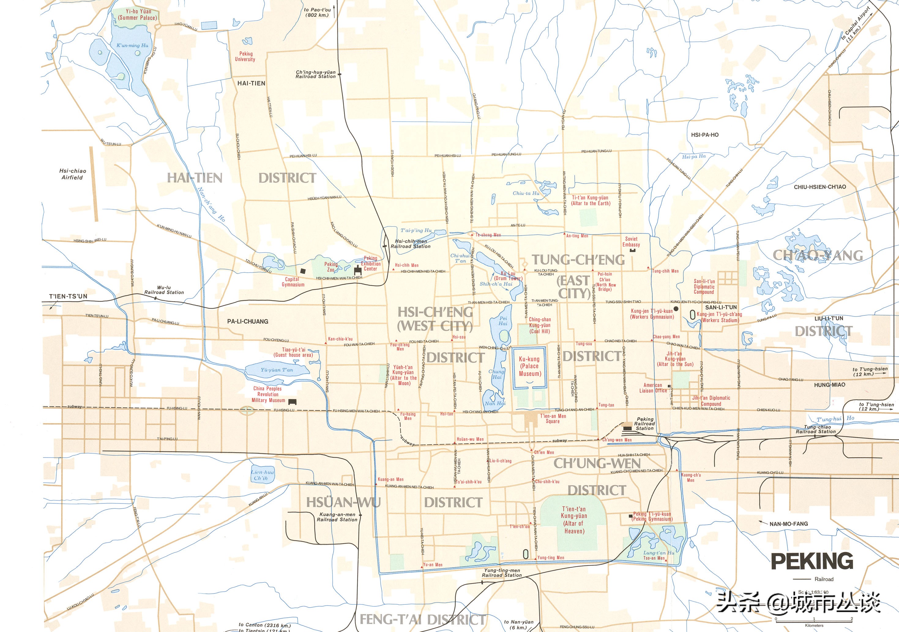 北京城俯瞰图的历史变化,看北京城全景的位置