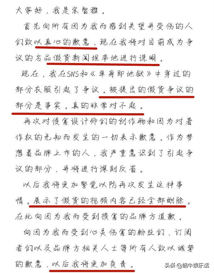 宋智雅为穿假货道歉,宋智雅本人回应假货事件