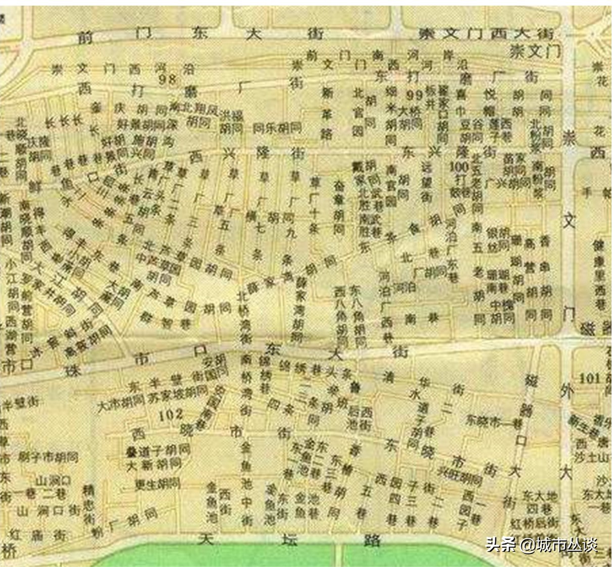 北京城俯瞰图的历史变化,看北京城全景的位置