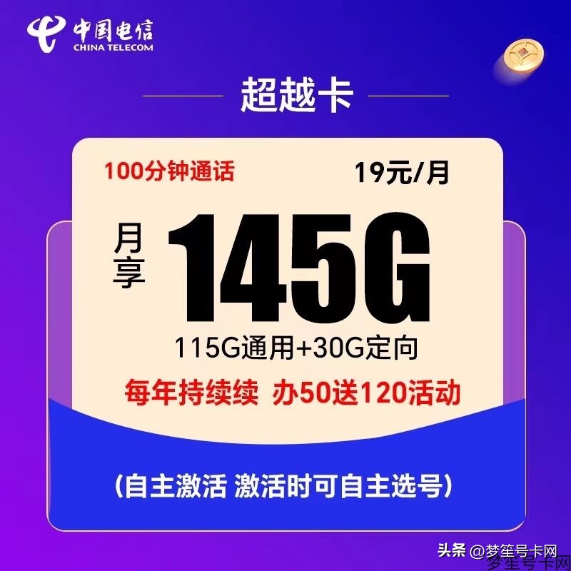 电信星卡19元靠谱吗？19元电信超越卡145G流量+100分钟,电信星卡