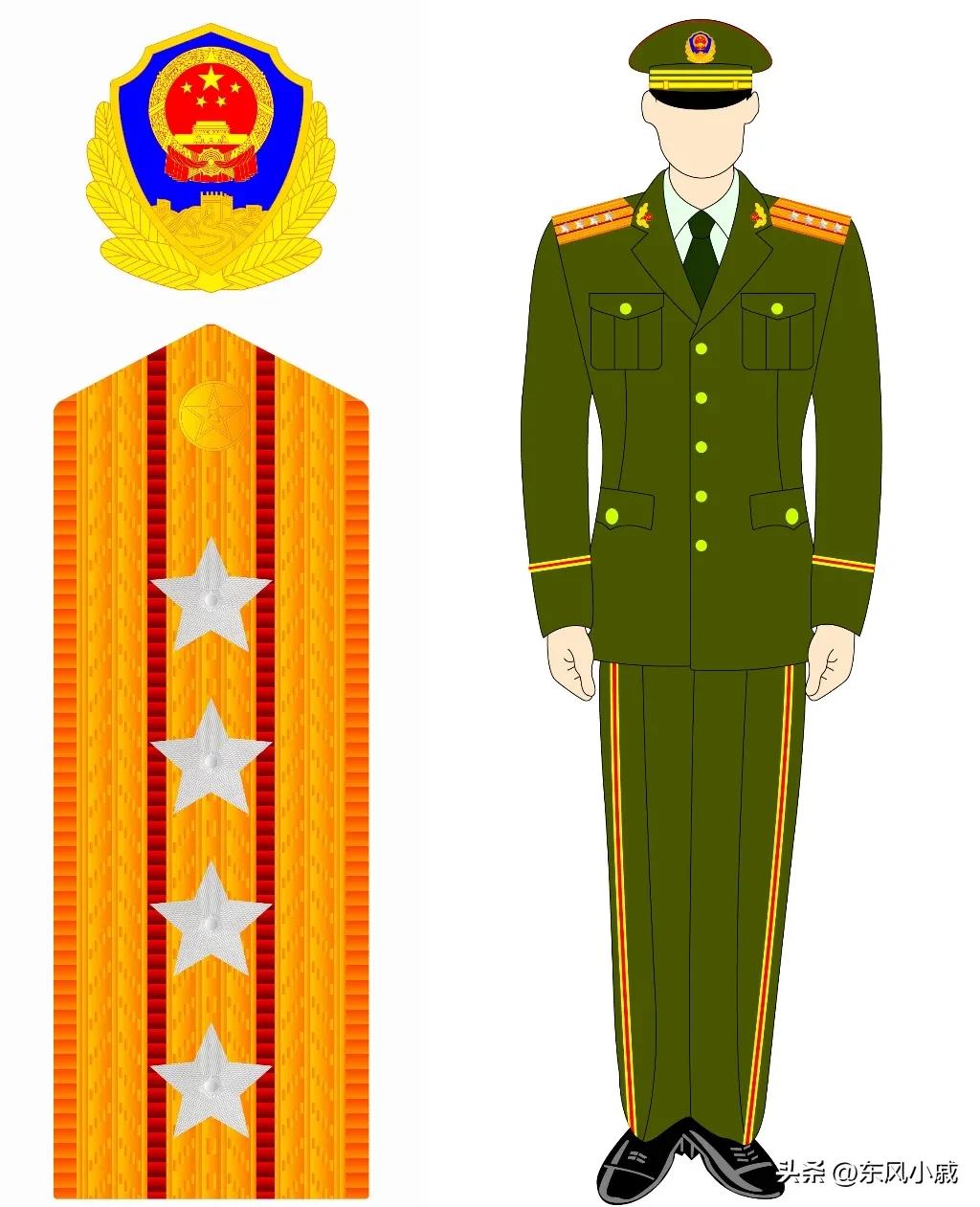 99式*警武**部队警衔，颜值最在线的一套军衔和军服