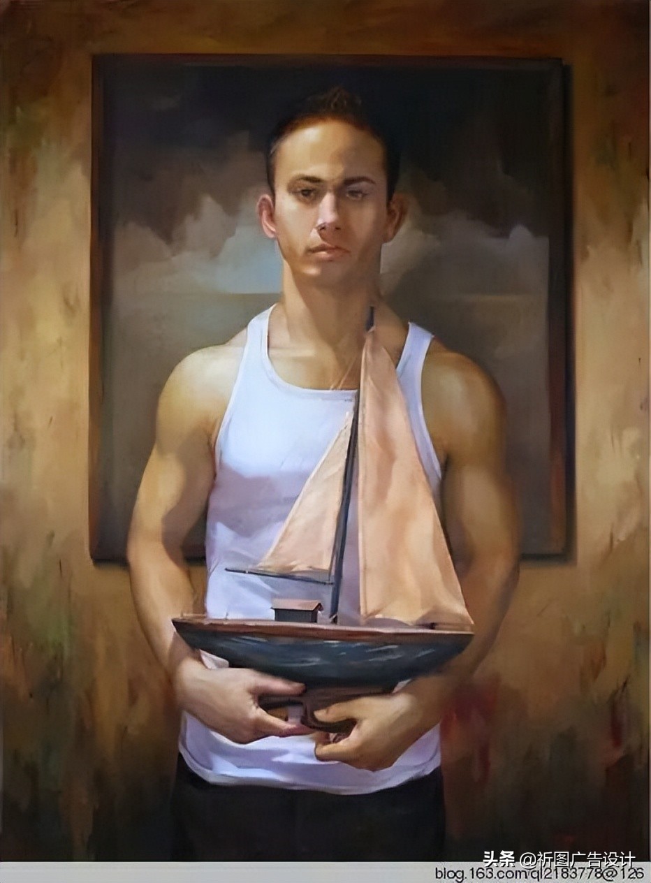 彩色粉笔人像绘画,人像粉笔画