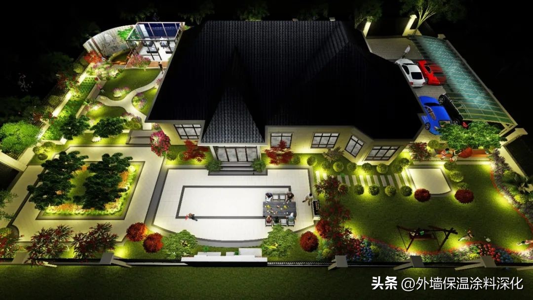 别墅庭院景观绿化全套施工图,别墅3d庭院景观效果图教程