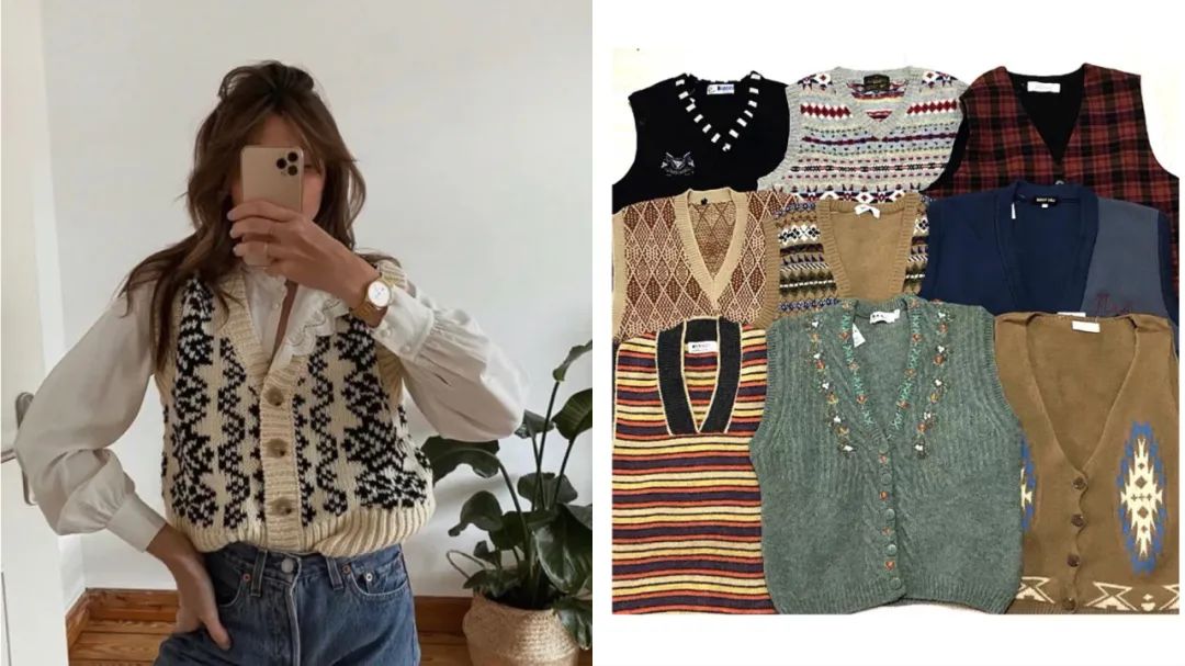 针织马甲棉麻衬衫,针织马甲衬衫下面怎么搭