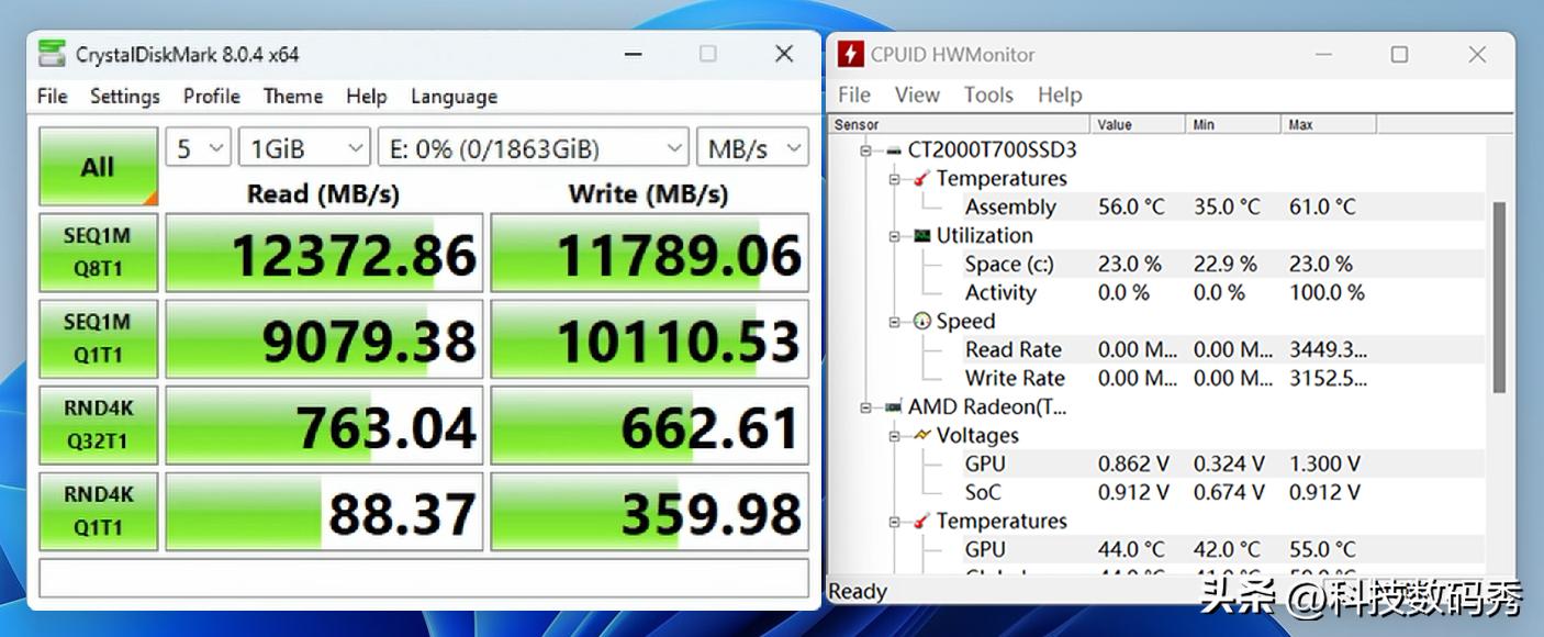 英睿达t700性能测试只有9000多,英睿达t700对比990pro