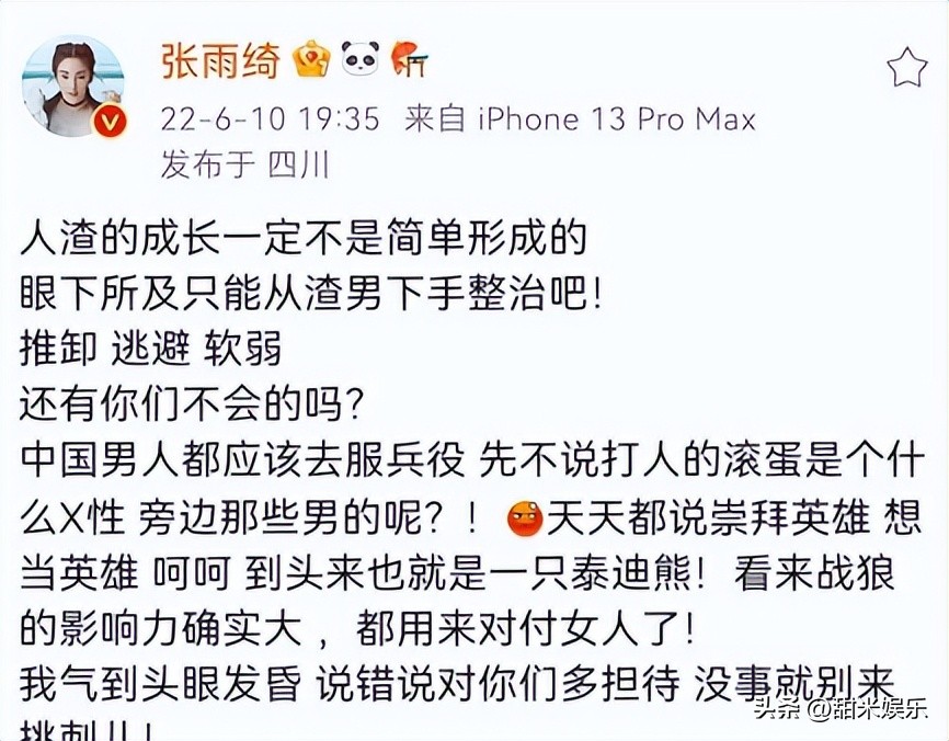 “暴躁人妻”张雨绮：掌掴汪小菲被甩600万，手刃前夫被称女战狼