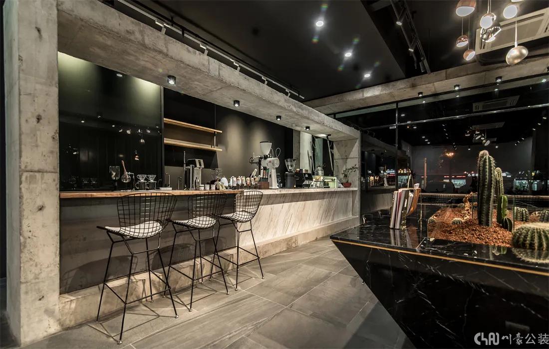 轻奢风咖啡厅设计,极简风咖啡馆装修高级感