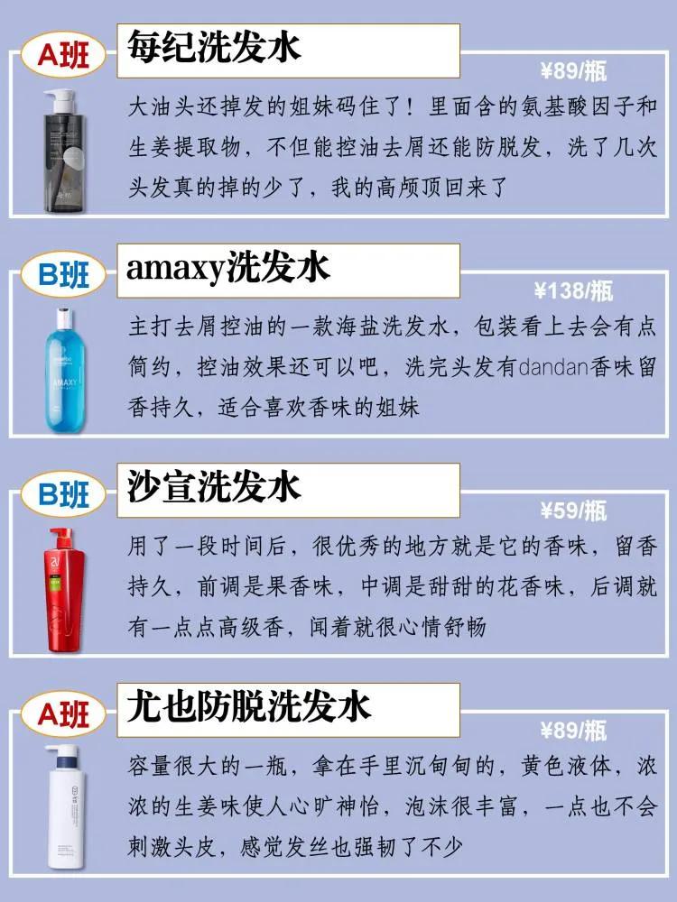 洗发水推荐一览表,国内公认十大良心洗发水曝光
