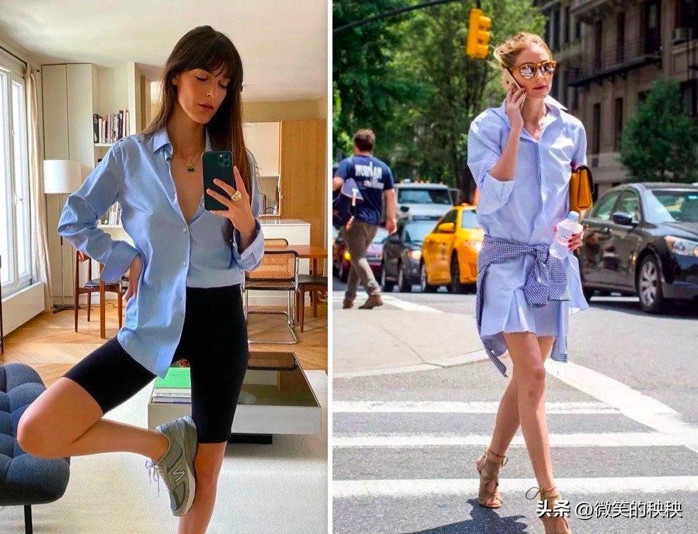 夏天想要衬衫穿的显高又高级,这个夏天穿蓝色衬衫更时髦