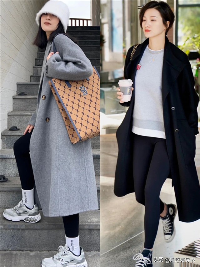 冬季鲨鱼裤配大衣怎么搭配好看,红色大衣和鲨鱼裤的最佳搭配