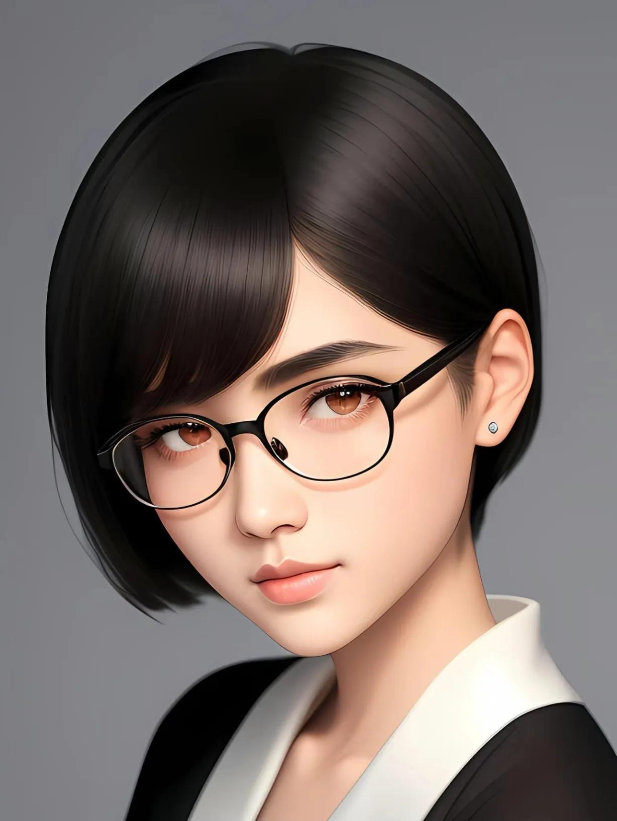 短发戴眼镜女孩真人头像,女生短发头像戴眼镜动漫