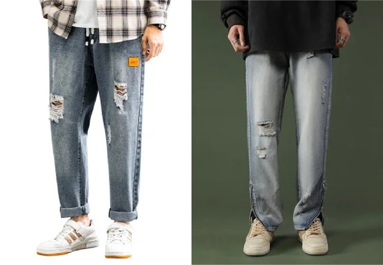 窄版阔腿直筒牛仔裤腿粗,平价宽松牛仔裤腿粗