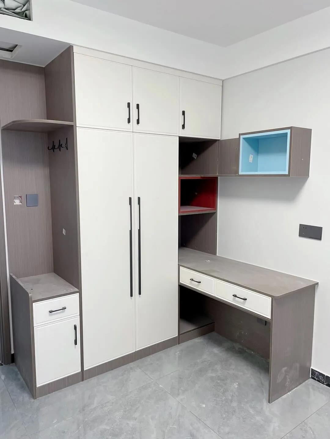 衣柜与学习桌一体效果图,衣柜学习桌一体柜成品