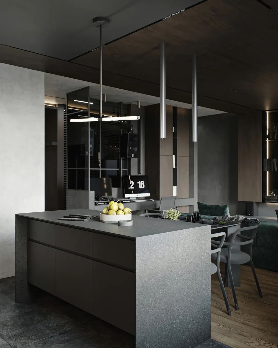 极简风格墨绿,极简主义墨绿色