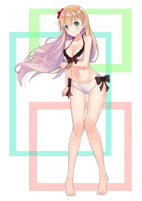 动漫比基尼穿搭夏日,动漫女比基尼夏日套装怎么画