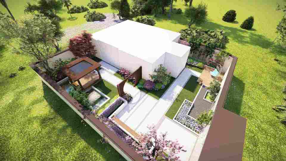 西安庭院花园别墅景观设计,西安花园庭院景观设计