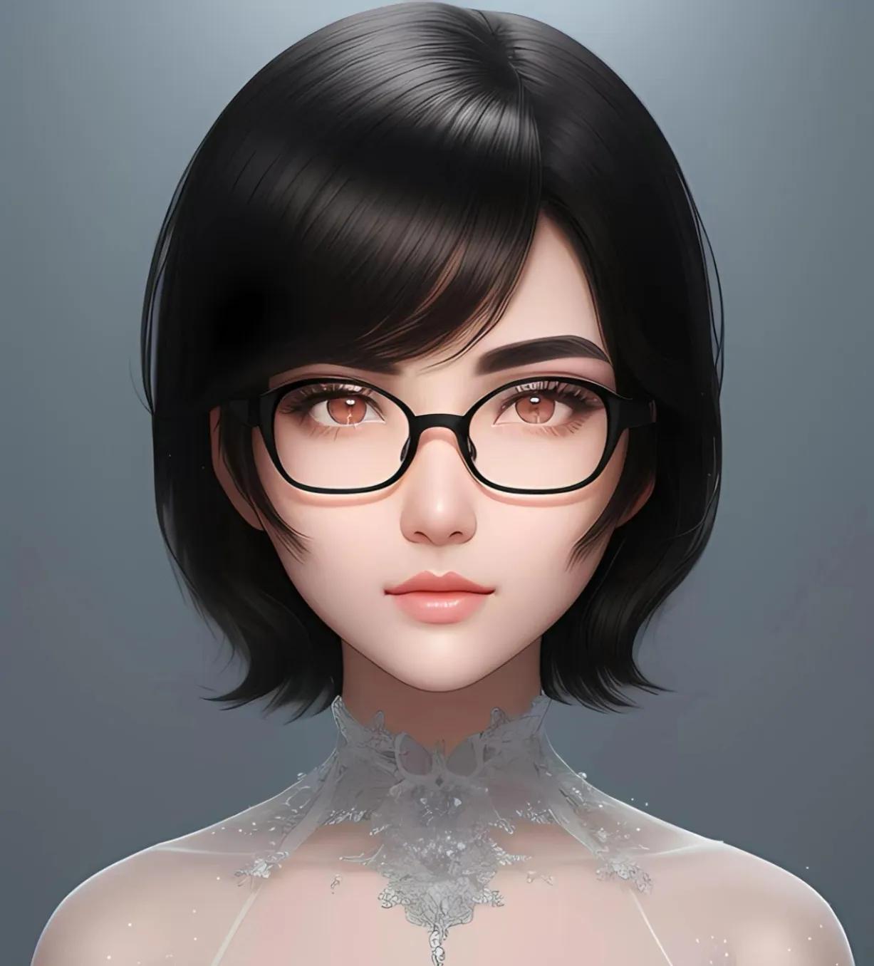 短发戴眼镜的女孩头像真人,短发戴眼镜手绘头像