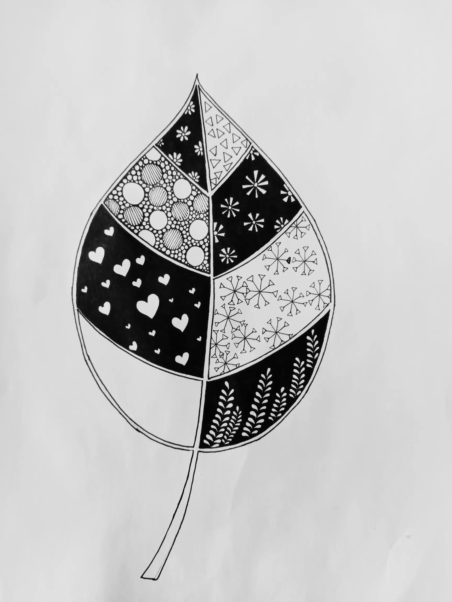 树叶线描画素材图案,树叶线描画黑白创意