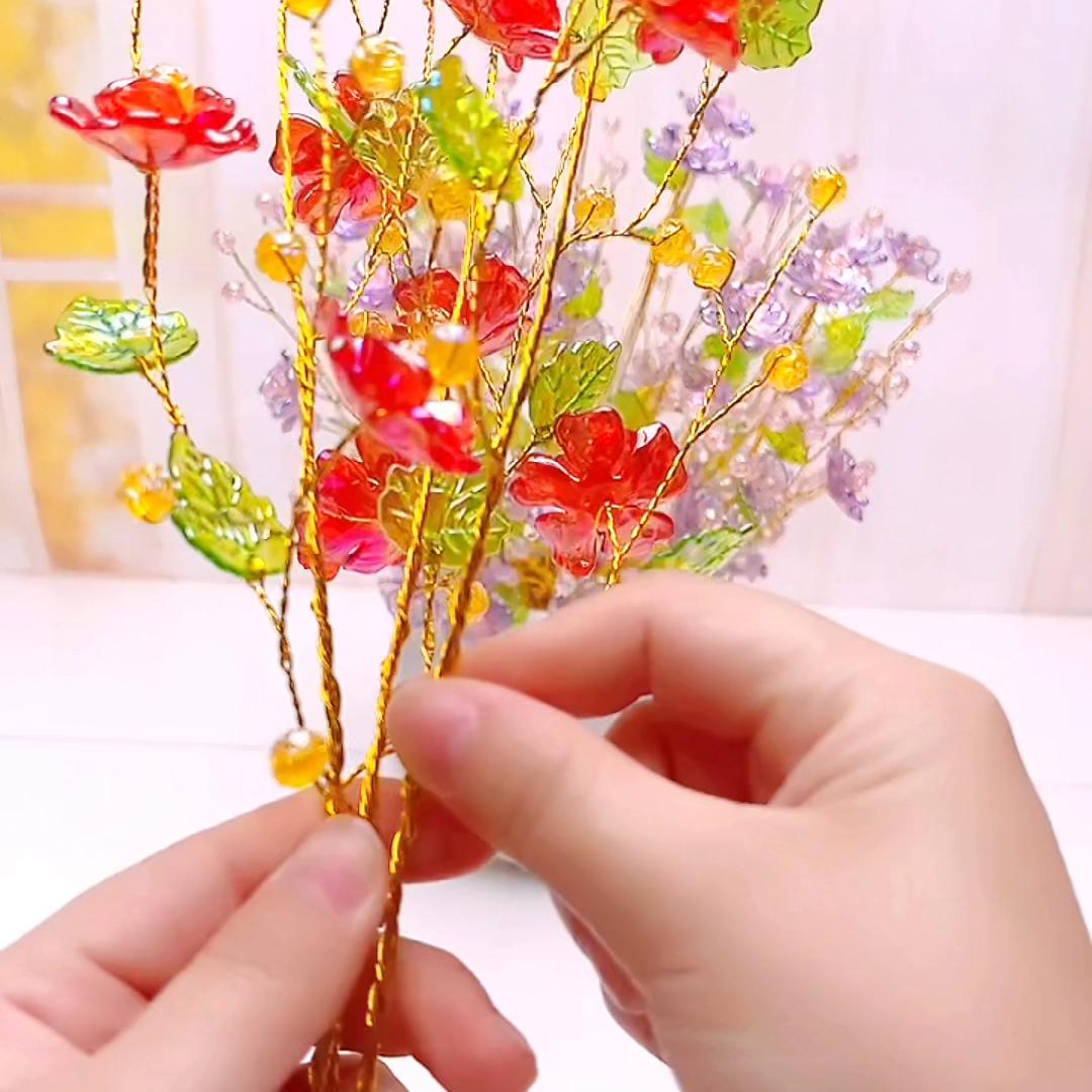 浪漫水晶玫瑰花教程,新款水晶玫瑰花教程