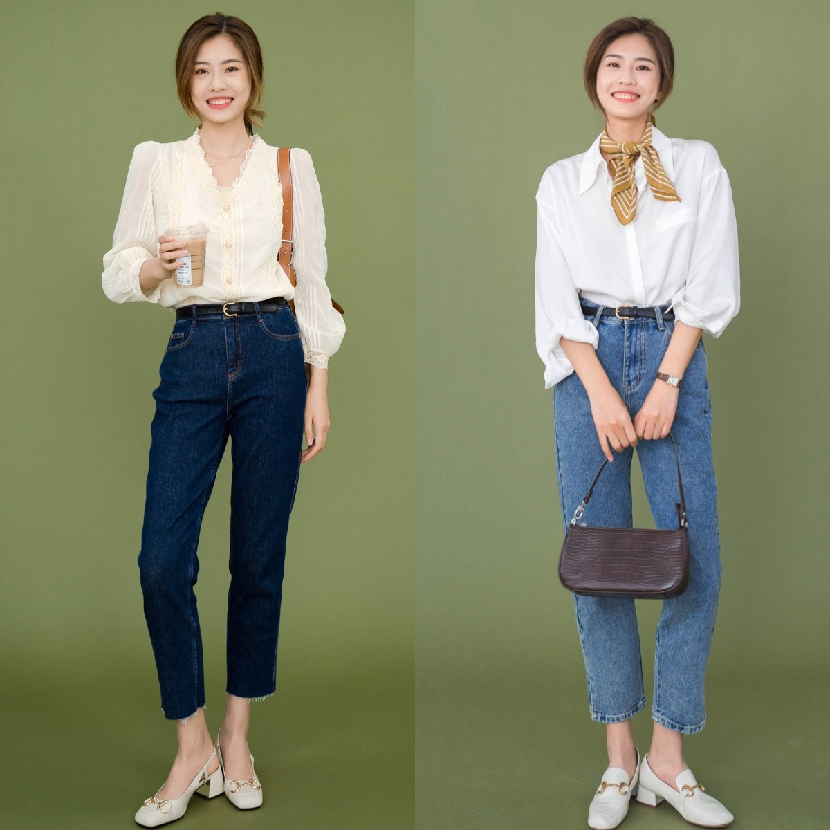 可以搭牛仔裤的乐福鞋,英伦风乐福鞋搭配阔腿牛仔裤