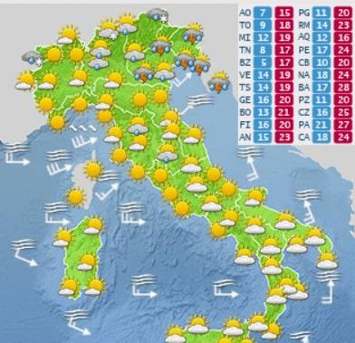 意大利南部最新天气温度,意蜂天气预报