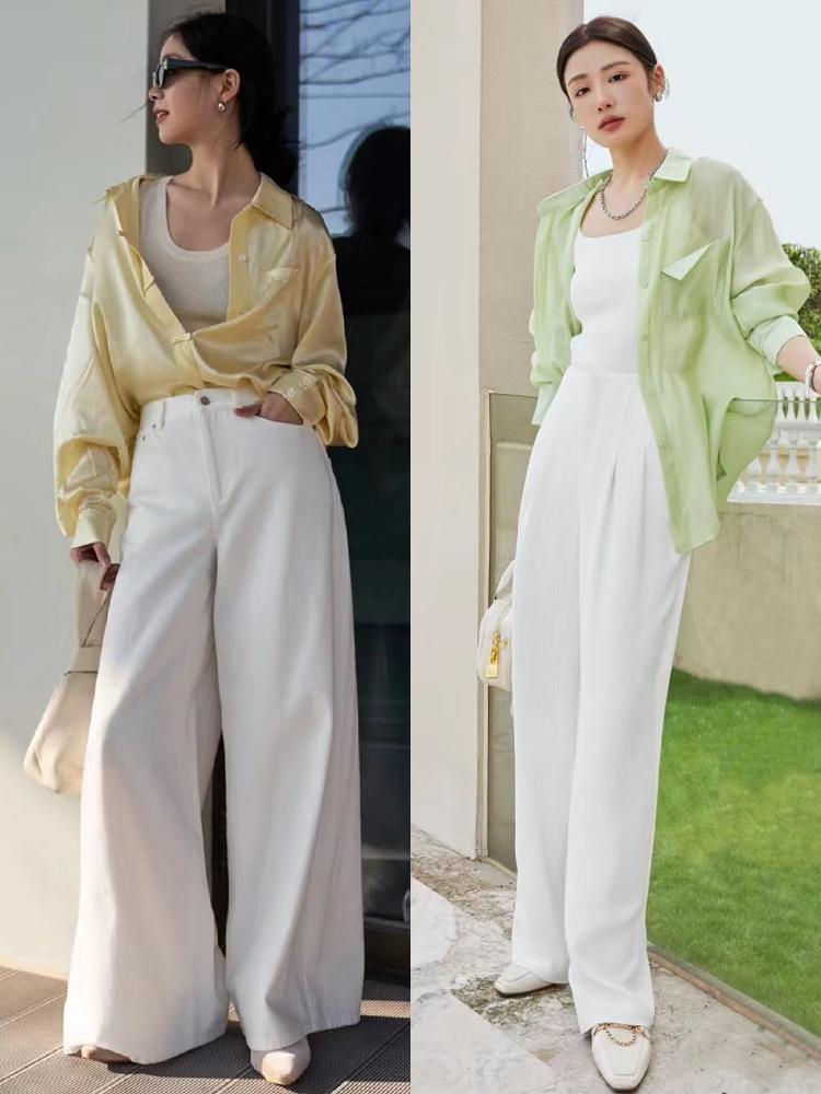 女人过了40岁，夏天应该有一条白色“阔腿裤”，不仅好看还百搭