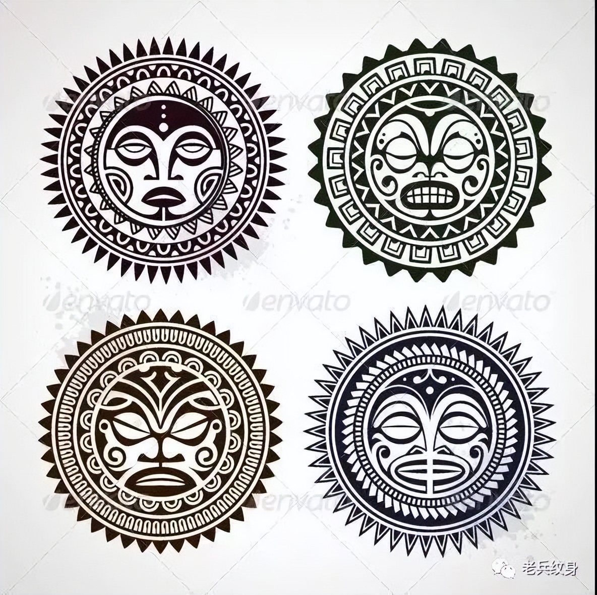 部落图腾纹身图案,部落图腾纹身竖花朵