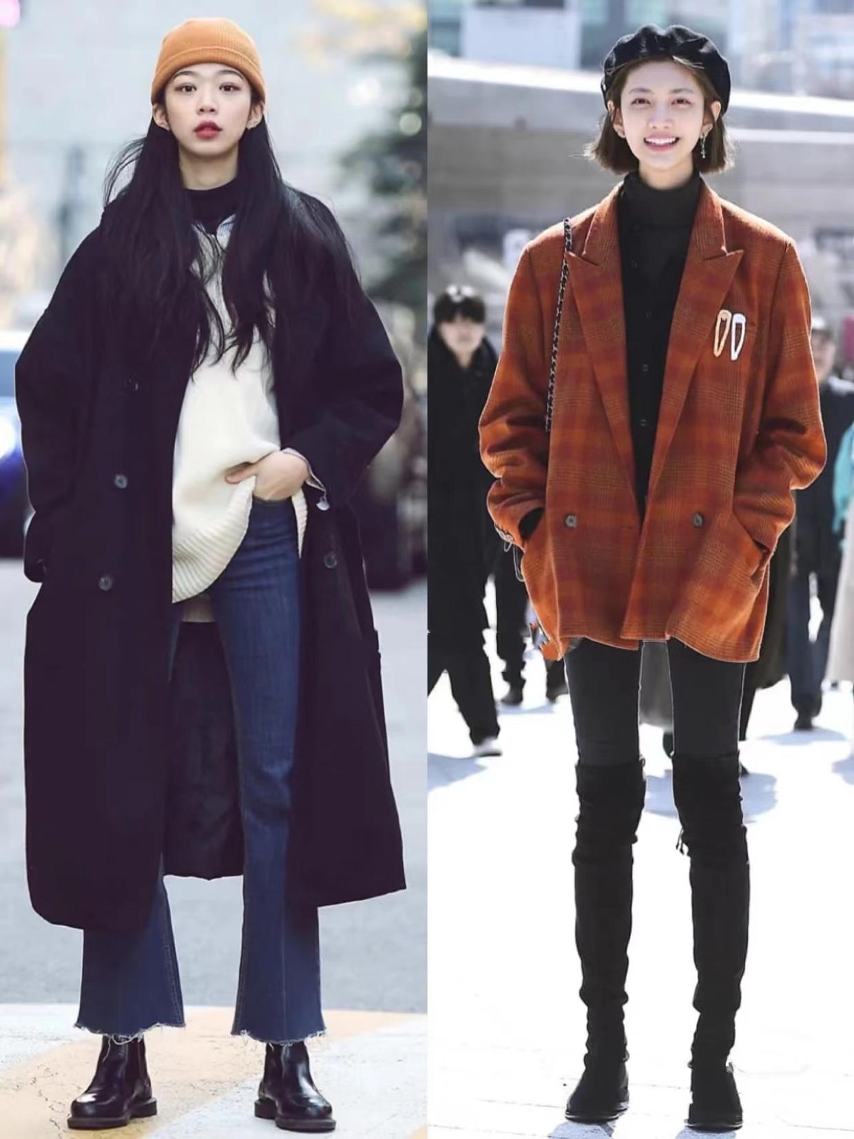 韩国女生穿搭大衣视频,韩国冬季大衣街拍女
